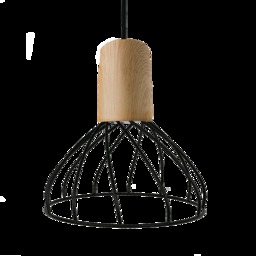 Lampa wisząca MODERNO, mała, czarny/drewno, 1x50W GU10