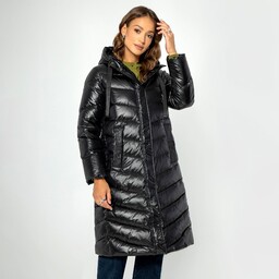 Damski płaszcz puchowy pikowany czarny