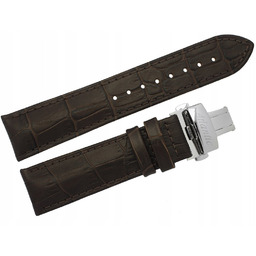 Pasek Atlantic 22 mm brązowy zapięcie motylkowe srebrne