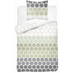 Pościel satynowa 140x200 Zielone i szare groszki