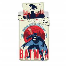 Pościel 140x200 Batman Gotham´s Knight kremowa czerwona poszewka