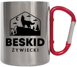 Beskid żywiecki - kubek metalowy z karabińczykiem