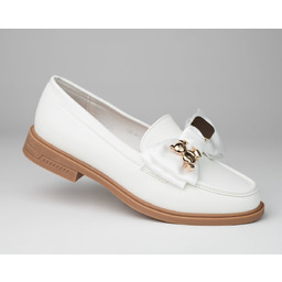 Mokasyny JN-670 z kokardą slip on białe