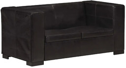 Elior 2-osobowa sofa z czarnej skóry naturalnej -