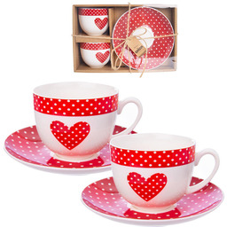 Orion Filiżanka porcelanowa z talerzykiem KROPKI 280 ml