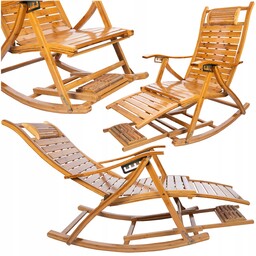 Leżak Bambusowy Fotel Bujany Masaż Ogrodowy Plażowy Rozkładany