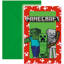 Zaproszenia urodzinowe Minecraft - 6 szt.