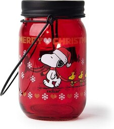 Excelsa Peanuts Christmas latarnia na podgrzewacze, szkło, czerwona