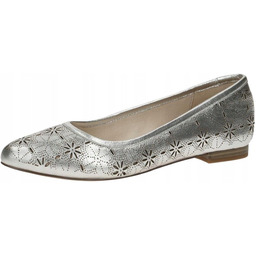 CAPRICE DAMSKIE BALERINY SREBRNE ZE SKÓRĄ 40 ŻMC