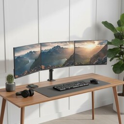 MACLEAN UCHWYT NA 3 MONITORY, SPRĘŻYNA GAZOWA, 17"-27",