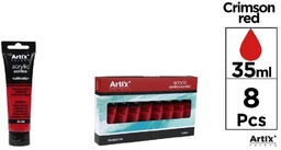 Farba akrylowa czerwień karmazynowa 35ml (8szt) - Artix
