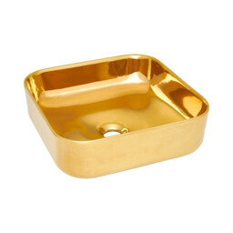 Umywalka 39x39x14 cm nablatowa kwadratowa cienkościenna ,ZŁOTA