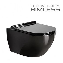 MUSZLA WC RIMLESS 49x36x36 cm CZARNA + DESKA