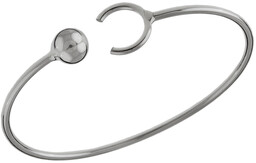 Elegancka gładka otwarta sztywna srebrna bransoleta kulka kuleczka