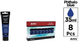 Farba akrylowa intensywnie niebieska 35ml (8szt) - Artix