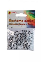 Ruchome oczka samoprzylepne 6 mm 150 szt Shan