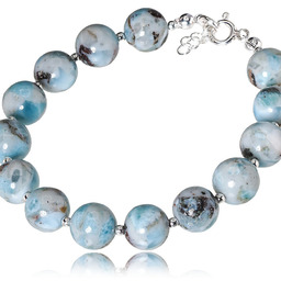 Naturalny Larimar Przepiękna Bransoletka Srebro