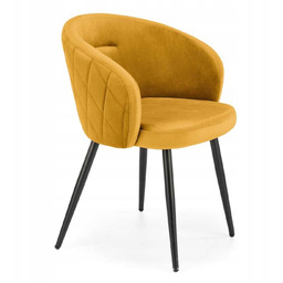 Krzesło tapicerowane welurowe pikowane żółte do salonu kuchni
