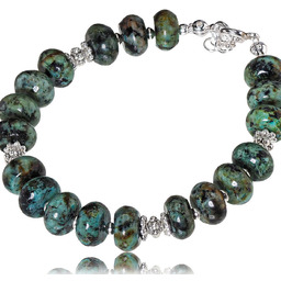 Turkus Afrykański Piękna Bransoletka Srebro