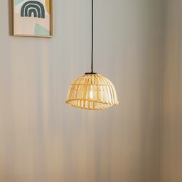 Lampa wisząca Lindby Ilajus, Ø 30 cm, bambus,