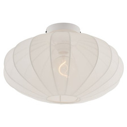 Biała lampa sufitowa w stylu japandi z abażurem