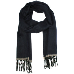 Szalik V.FRAAS, Granatowy w Jodełkę, z Frędzlami, Jesienno-Zimowy,