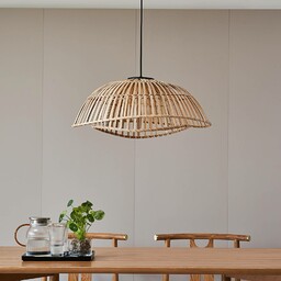 Lampa wisząca Lindby Ilajus, Ø 62 cm, bambus,