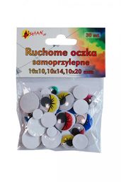 Ruchome oczka samoprzylepne kolorowe 10,14,20 mm 30 szt