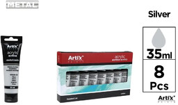 Farba akrylowa srebrna 35ml (8szt) - Artix