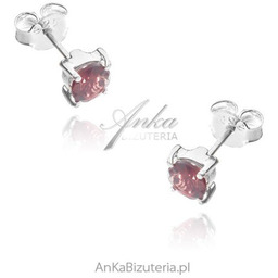 ankabizuteria.pl Kolczyki srebrne sztyfty z naturalnym granatem