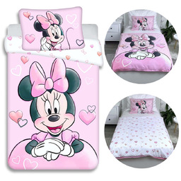 DISNEY Myszka Minnie Różowo-biała, DWUSTRONNA, bawełniana pościel dziecięca