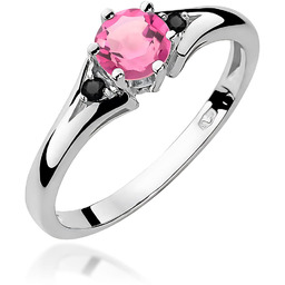 Złoty pierścionek Różowy Topaz 0,60ct białe złoto