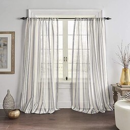 Elrene Home Fashions Hampton Stripe Sheer Window Curtain