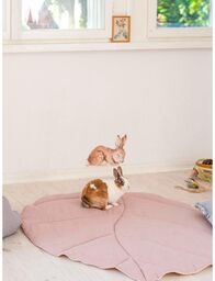 Mata lniana liść dla dzieci "Pudrowy róż"