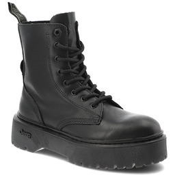 Jeep Czarne Trapery Stylowe Skórzane Buty Damskie