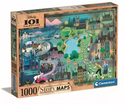 Puzzle 1000 Story Maps 101 Dalmatyńczyków - Clementoni