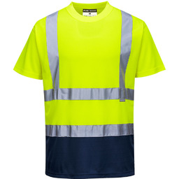 - T-shirt ostrzegawczy dwukolorowy - żółty-granatowy XL