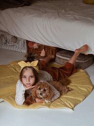 Mata lniana liść dla dzieci "Musztardowa"