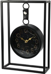 Metalowy zegar stołowy Alamino czarny, 20 x 7,5