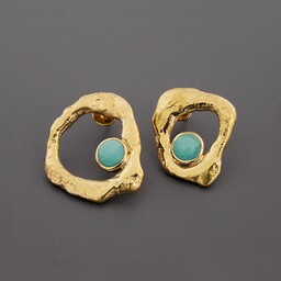 Pakamera Unikatowe kolczyki pozłacane z amazonitem