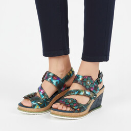 Laura Vita Sandały damskie, skórzana cholewka z dekoracyjnymi