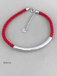 Bransoletka na sznureczku ze srebrem pr.925 roz.16-19 cm