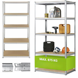 REGAŁ MAGAZYNOWY 200x100x60 CM 875KG METALOWY PÓŁKI GARAŻ
