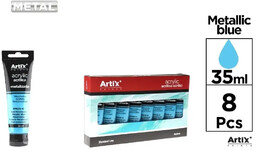Farba akrylowa niebieska metaliczna 35ml (8szt) - Artix