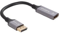 Lanberg Adapter Displayport(M)- HDMI(F)4K na kablu 20cm srebrny