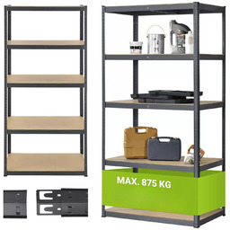 REGAŁ MAGAZYNOWY 200x100x60 CM 875KG METALOWY PÓŁKI GARAŻ