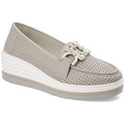 Artiker Szare Półbuty Eleganckie Obuwie Damskie Na Koturnie