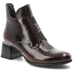Armodo Bordowe Botki Modne Lakierowane Buty Damskie