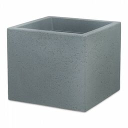 Szara kwadratowa donica jak betonowa Scheurich C-Cube Stony