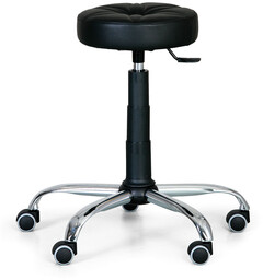 Tapicerowany taboret laboratoryjny, czarny